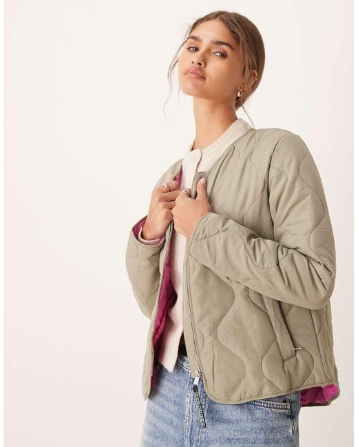 Jdy Brown Zip Through Onion Quilt Coat