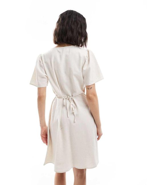 ONLY White Linen Blend Mini Dress