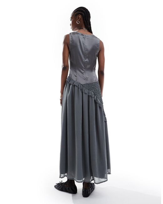 Vestido midi gris Reclaimed (vintage) de color Gray