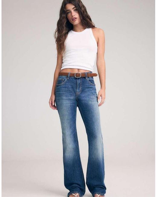 Stradivarius Blue Tall D68 Boot-cut Jeans With Belt