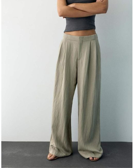 Pull&Bear Green Darted Smart Trousers