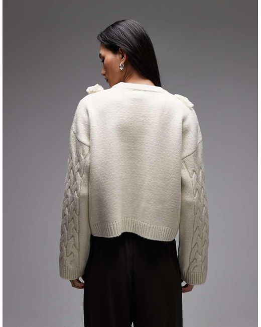 ASOS Gray Fluffy Tassel Cable Knit Jumper