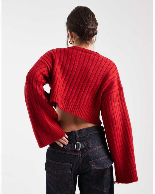 ASOS Cropped Gebreide Trui Met Brede Ribbels