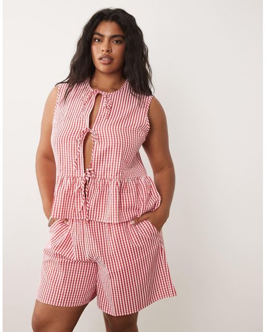 Vila Curve Pink High Waist Shorts Co-ord