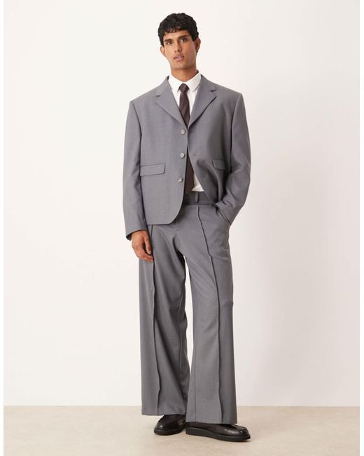 ASOS Gray Boxy Cropped Suit Jacket for men