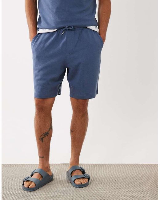 New Look Blue Co-Ord Textured Pull On Short for men