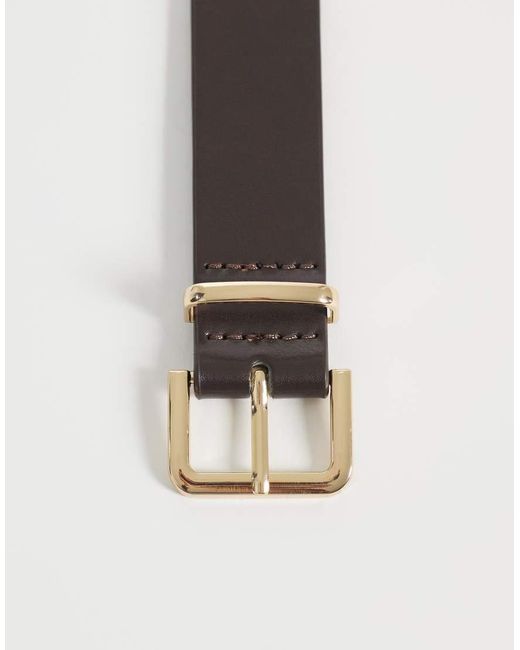 JJXX Gray Leather Mix Square Buckle Belt