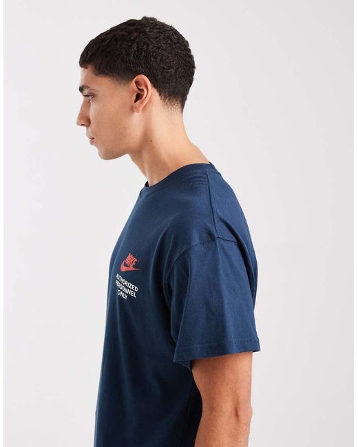 Nike Blue Swoosh Graphic Back Print T-Shirt for men