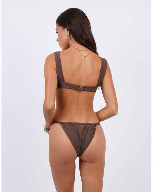 SIMMI Brown Ruched Cup Bikini Top