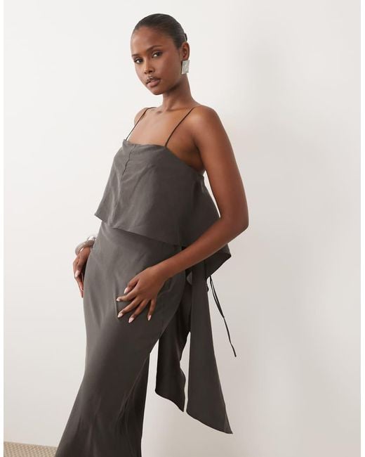 ASOS Natural Layered Cami Satin Maxi Dress