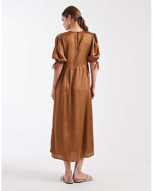 Wednesday's Girl Brown Print Tie-Shoulder Midaxi Dress