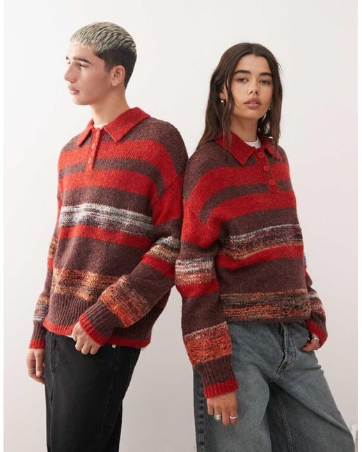 Reclaimed (vintage) Red – gestreifter unisex-strickpullover