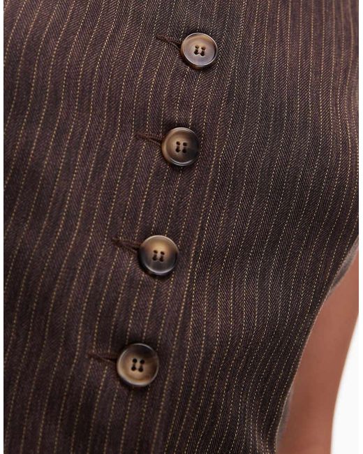Chaleco De Corte Alargado Con Patrón De Chevrón Y Bolsillo De TOPSHOP de color Brown