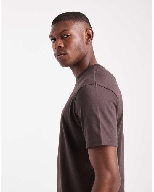 ASOS Brown Essentials Regular Fit T-shirt With Regular Fit for men