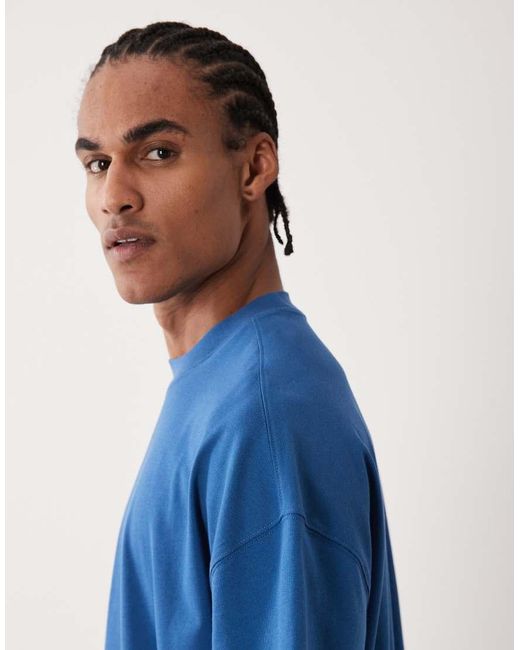 4505 Blue Icon Heavyweight Cotton Oversized T-shirt With Quick-dry Finish for men