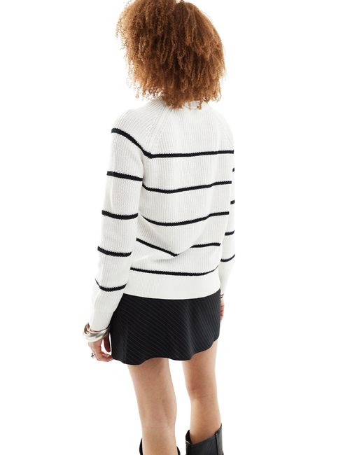 SELECTED White Lola Striped Knit Jumper