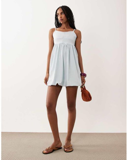 ASOS Natural Cami Mini Bubble Dress With Open Back