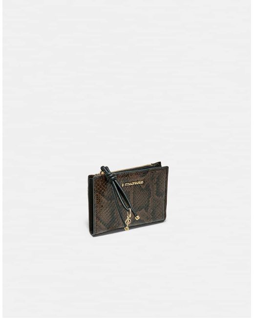 Stradivarius White Snakeskin Print Card Holder Purse