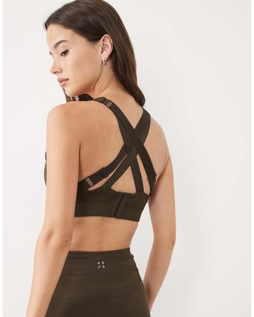 4505 Brown Fuller Bust Icon Active High Support Sports Bra With Removable Padding And Adjustable Straps