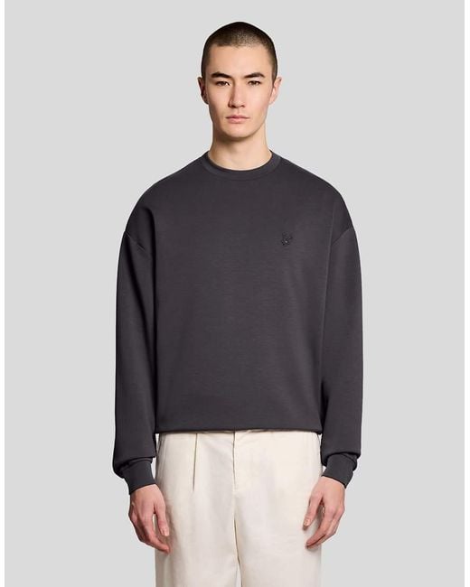 Lyle & Scott Blue Mid Layers Relaxed Interlock Crew Neck Sweatshirt for men
