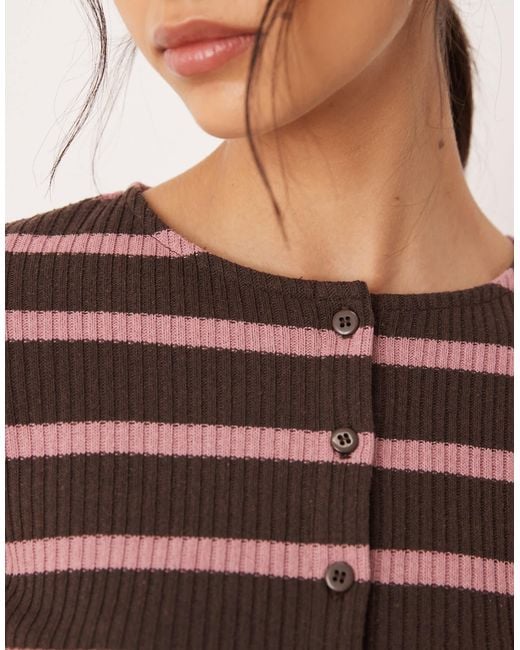 ASOS Brown Button Down Stripe Cardigan