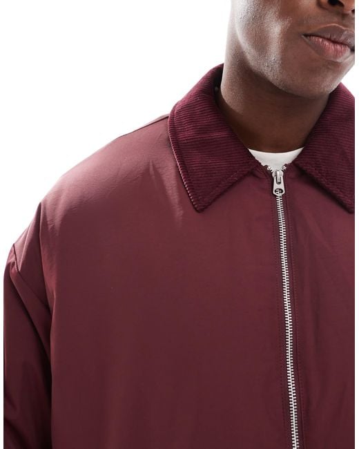 ASOS Red Oversized Jacket With Cord Collar for men