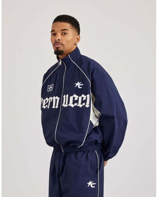 CERNUCCI Blue Oversized Nylon Panelled Track Top for men
