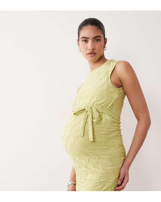 Mama.licious Green Mamalicious Materniy Textured Jersey High Neck Maxi Dress