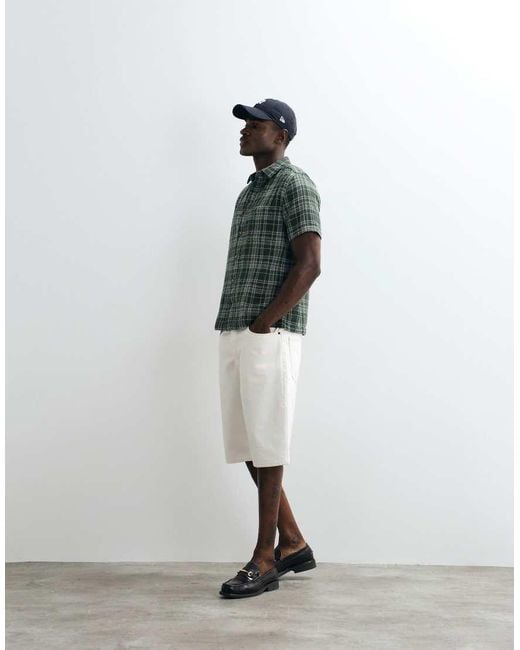 ASOS Green Regular Fit Textured Check Shirt for men