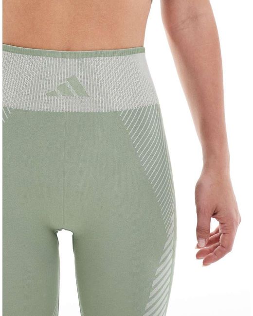 Leggings De 7/8 Verde Plateado Sin Costuras De Adidas Training Adidas Originals de color Green