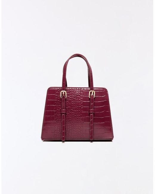 Bershka Textured Box Bag With Buckles