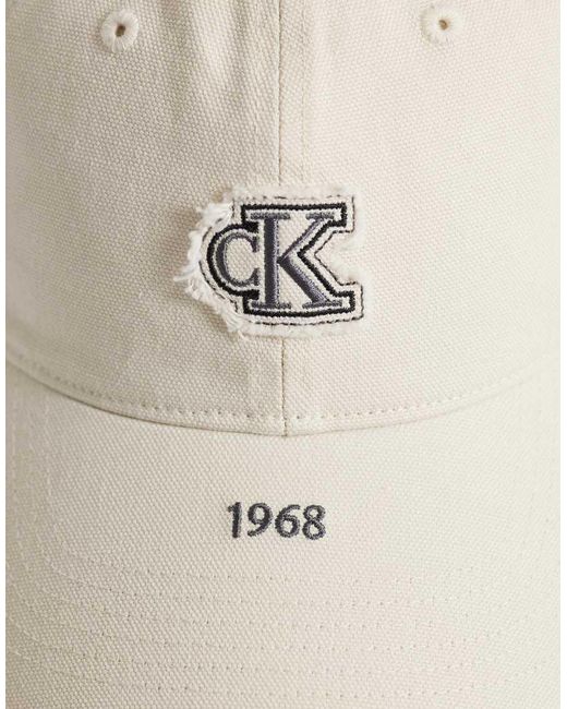 Calvin Klein Natural Jeans Canvas Cap With Frayed Logo for men