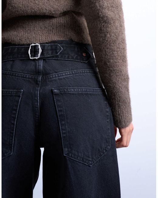 TOPSHOP Blue Cinch Low Rise Relaxed Jean