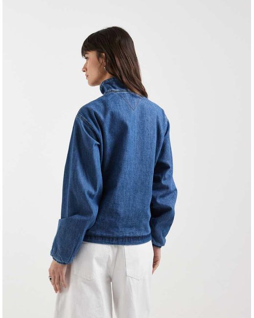 Tommy Hilfiger Blue Chambray Funnel Neck Jacket