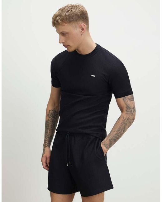 River Island Blue Regular Fit Textushort Length Shorts for men
