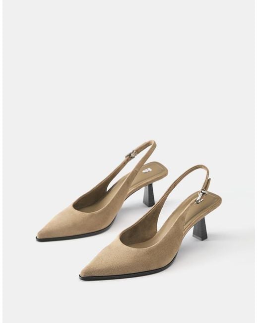 Pull&Bear Natural Kitten Heel Slingback