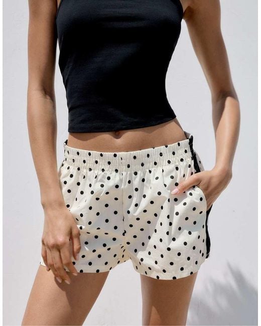 Stradivarius Black Technical Polka Dot Shorts
