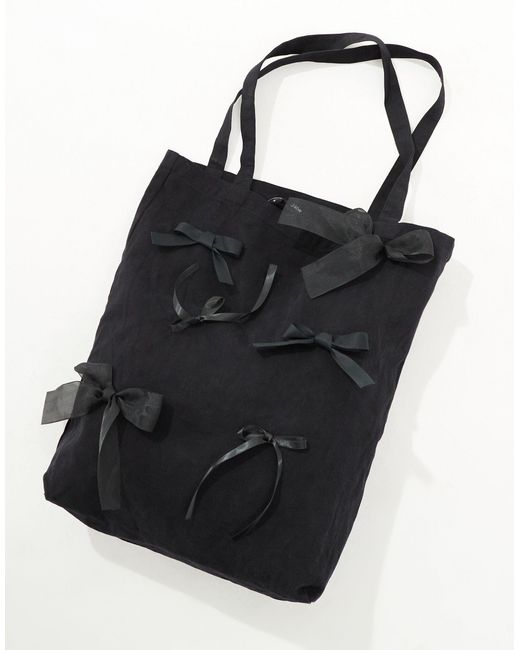 Sister Jane Black Bow Embellished Shoulder Tote Bag