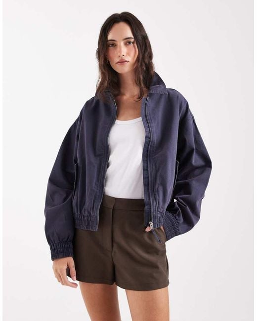 ASOS Blue Washed Cotton Bomber Jacket