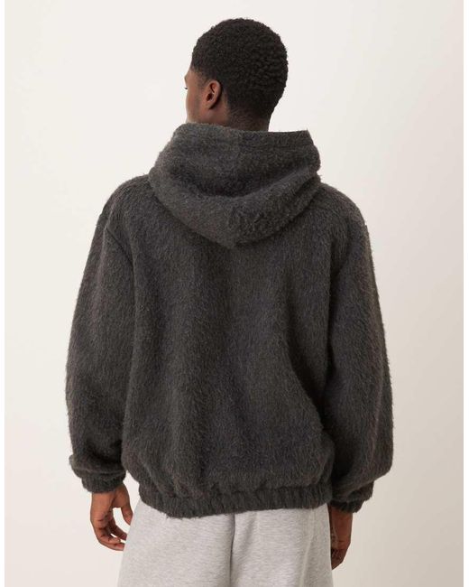 ASOS Gray Relaxed Brushed Textured Hoodie for men
