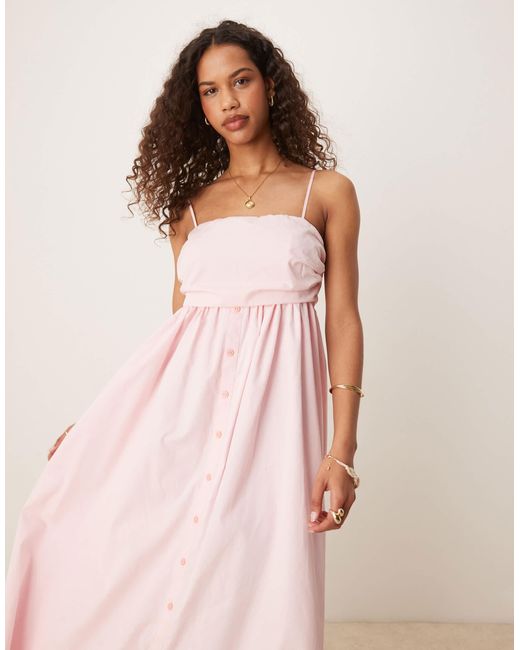 ASOS Pink Ruched Bust Button Down Bandeau Maxi Dress