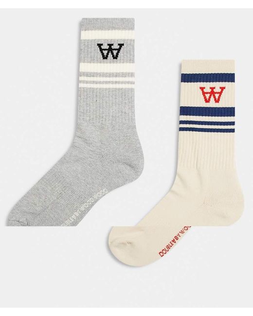DOUBLE A by WOOD WOOD White Ryder 2 Pack Socks for men