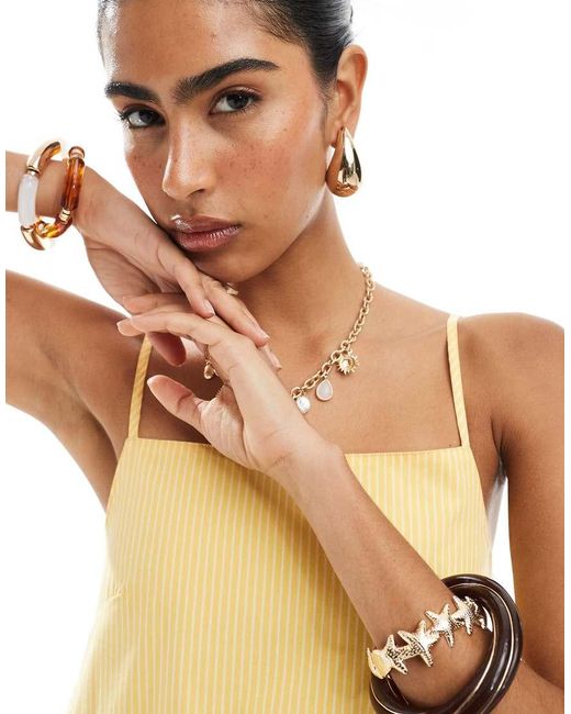 Pieces Metallic Cami Midi Dress