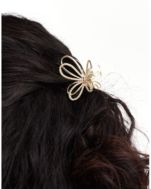 ASOS Black Hair Claw With Faux Pearl Butterfly Design