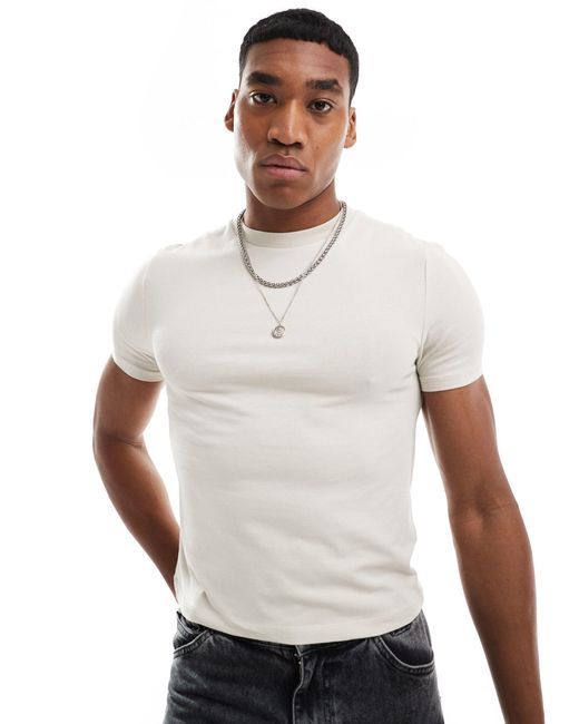 ASOS White Muscle Fit Crop T-shirt for men