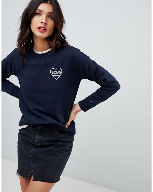 Tommy Hilfiger – Tommy x Love – Sweatshirt mit Herz-Stickerei in Blau |  Lyst AT