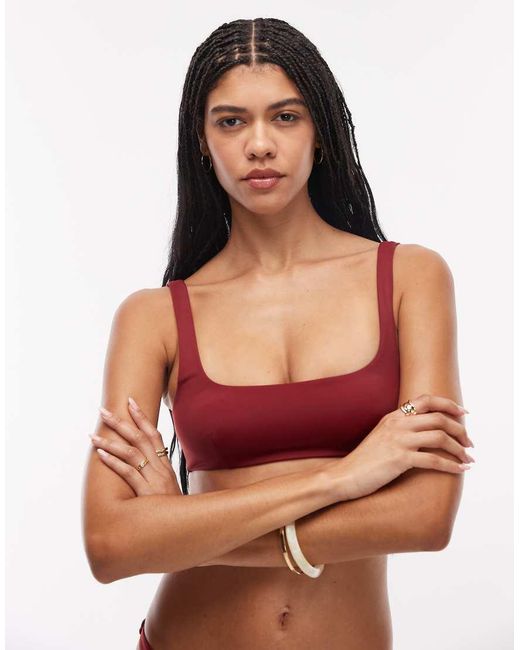 ARKET Red Mix & Match Sqaure Neck Bikini Top