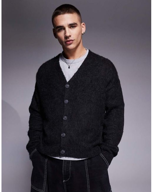 ASOS Ruimvallend Pluizig Gebreid Vest Met Rechte Pasvorm in het Gray voor heren