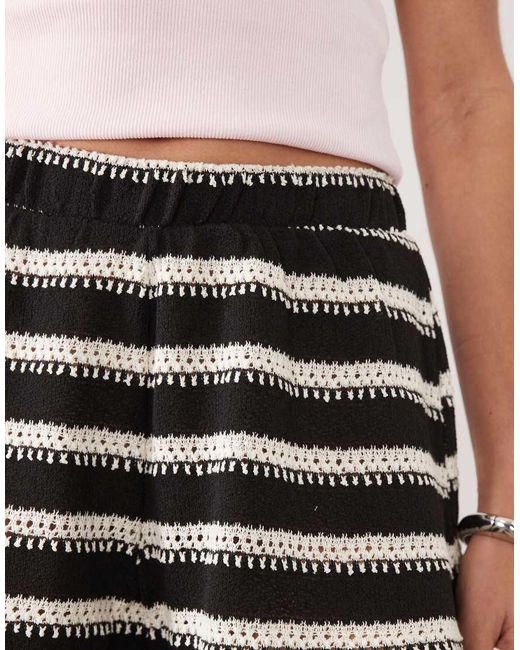 River Island Black Striped Knitted Textured Shorts Co-ord