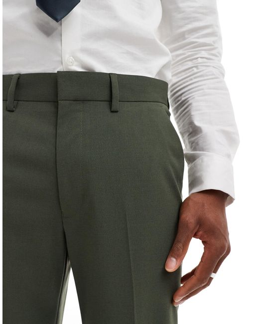 Pantaloni da abito dritti scuro di ASOS in Green da Uomo